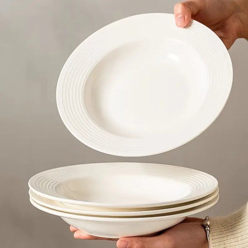 NEW Set of 4 Ceramic Pasta Plates, 8.5"